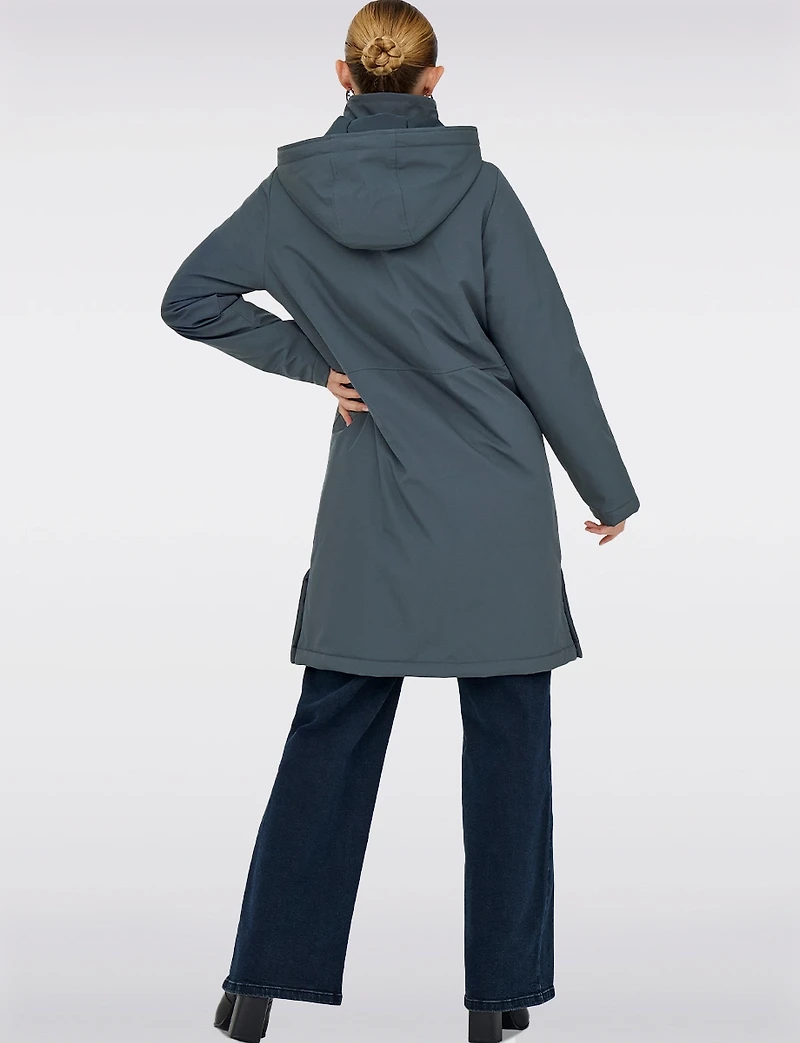 Sleek Water and Wind Resistant Oversized Parka Coat with Detachable Hood by Only