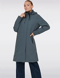 Sleek Water and Wind Resistant Oversized Parka Coat with Detachable Hood by Only