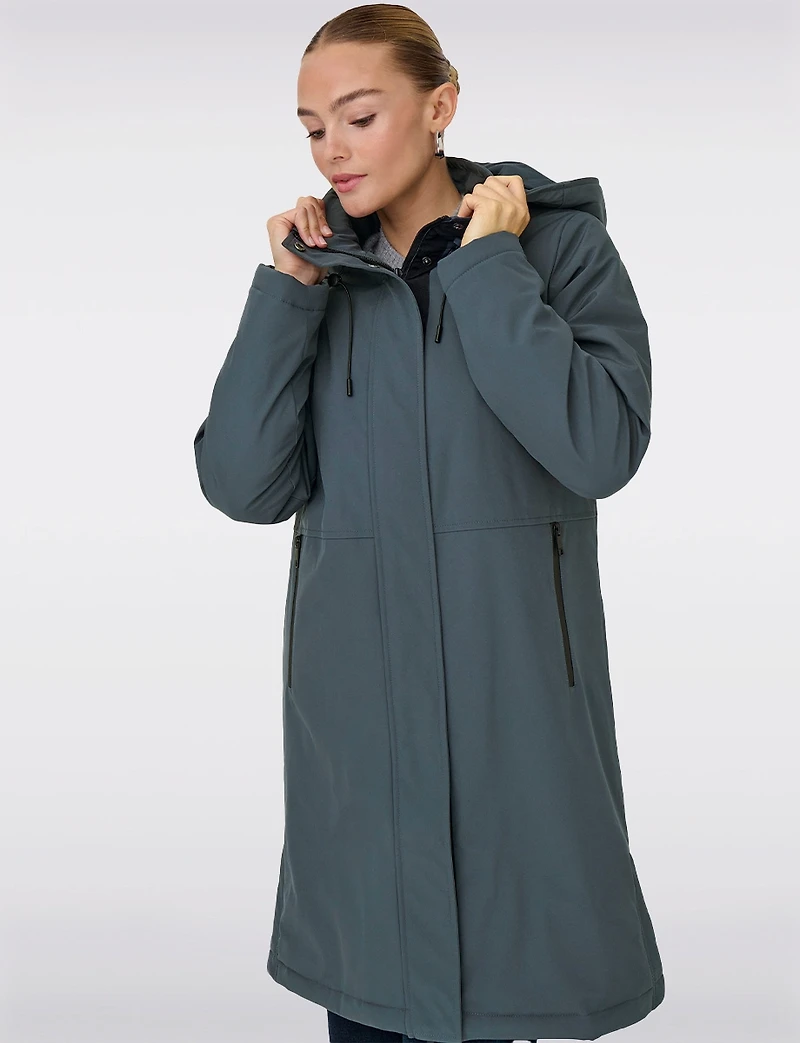 Sleek Water and Wind Resistant Oversized Parka Coat with Detachable Hood by Only