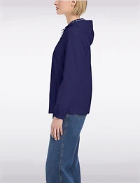 Lightweight Active Sporty Windbreaker Jacket With Striped-Lined Hood by Details
