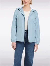 Lightweight Active Sporty Windbreaker Jacket With Gingham-Lined Hood by Details