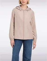 Lightweight Active Sporty Windbreaker Jacket With Gingham-Lined Hood by Details