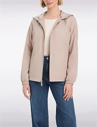 Lightweight Active Sporty Windbreaker Jacket With Gingham-Lined Hood by Details