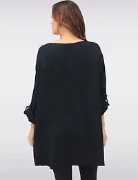 Sequin Bow & Cheetah Print High-Low Top with Adjustable Sleeves by Froccella