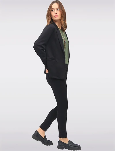 Tailored Single-Button Blazer with Notched Lapel & Welt Pockets by Froccella