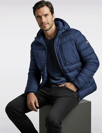 Ultralight Packable Hooded Puffer Jacket with Travel Pillow by Point Zero