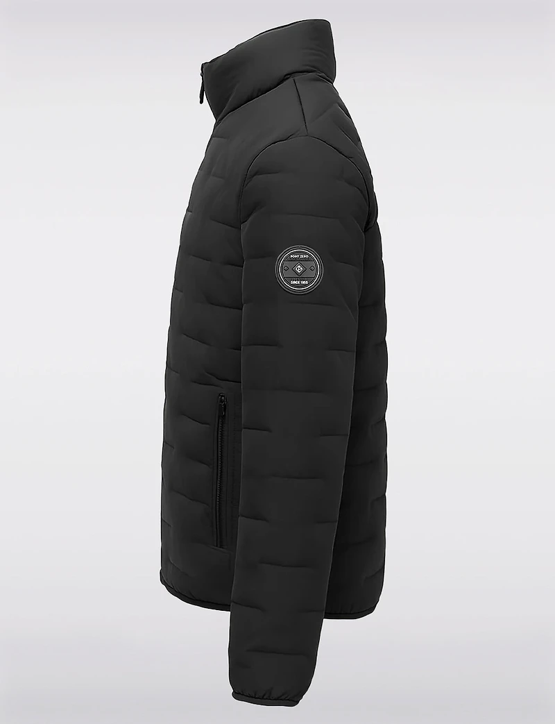 Men's Black Lightweight Quilted Puffer Jacket with Eco-Down by Point Zero