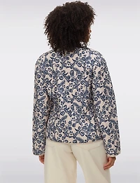 Chic Cropped Quilted Jacket with Blue & Cream Floral Paisley Print by Vero Moda