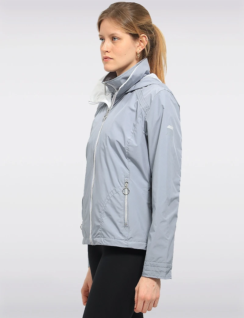 Lightweight Active Vegan Hooded Windbreaker Jacket with Inner Zip-up Bib by Saki