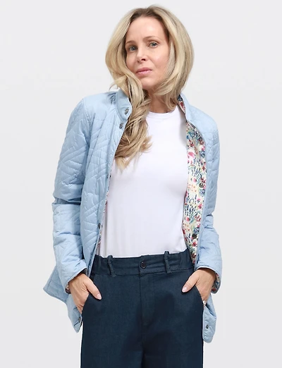 Reversible Quilted Jacket - Versatile Two-in-One Print & Solid Designs by Saki