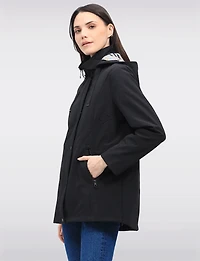 Vegan Breathe-Tech® Softshell Jacket with Plaid-Lined Removable Hood by Saki