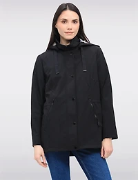 Vegan Breathe-Tech® Softshell Jacket with Plaid-Lined Removable Hood by Saki