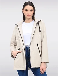 Vegan Breathe-Tech® Softshell Jacket with Plaid-Lined Removable Hood by Saki