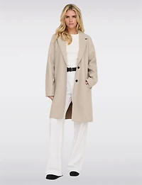 Chic Single-Breasted Mid-Length Overcoat with Notch Collar & Raw Edges by Only