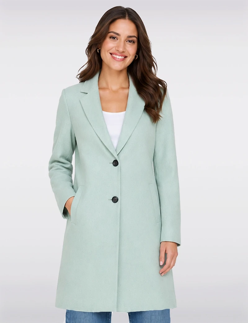 Chic Single-Breasted Mid-Length Overcoat with Notch Collar & Raw Edges by Only
