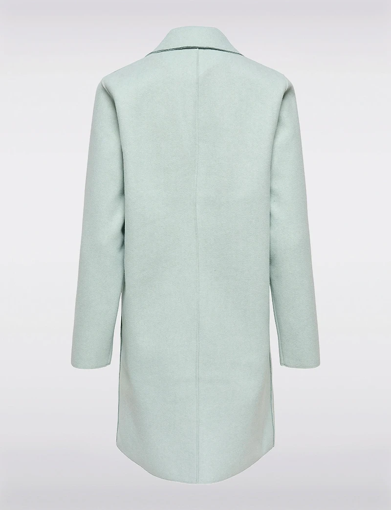 Chic Single-Breasted Mid-Length Overcoat with Notch Collar & Raw Edges by Only