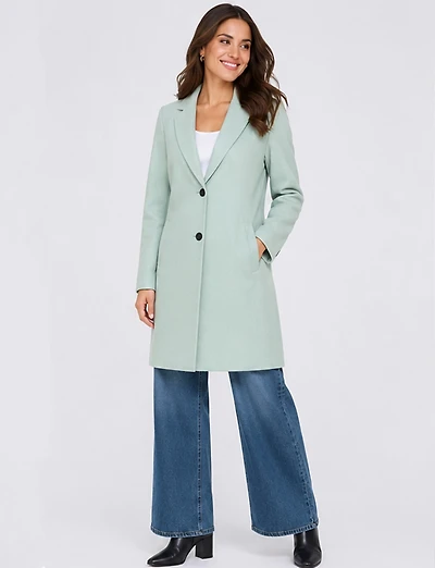 Chic Single-Breasted Mid-Length Overcoat with Notch Collar & Raw Edges by Only
