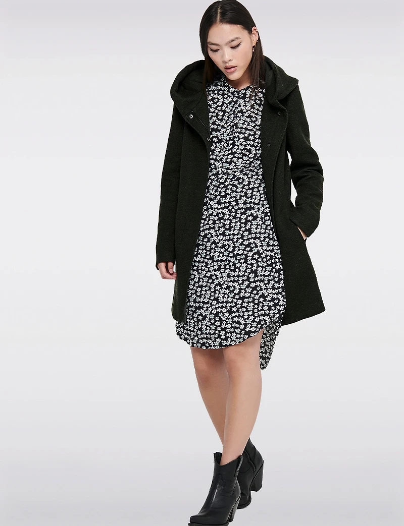 Straight Fit Hooded Zip-Front Jacket- Recycled Lightweight Design by Only