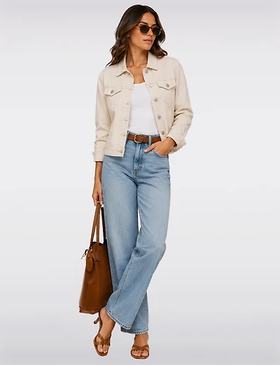 Classic Pastel Denim Jean Jacket | Lightweight 100% Cotton Slim Crop Fit by Only