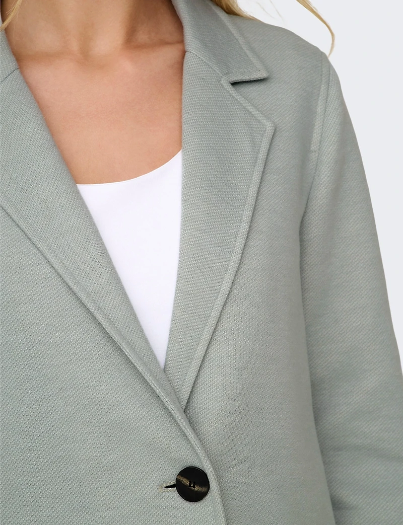 Classic Single-Breasted Notch Collar Cotton-Blend Mid-Length Overcoat by Only