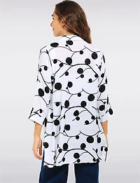 Relaxed 3/4 Sleeve Long Flowy Shirt - Embroidered Blouse with Side Slits by Goa