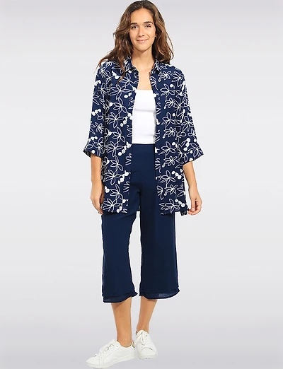 Goa Double-Layer Wide-Leg Flowy Crop Pant - Relaxed Capri Fit with Side Pockets