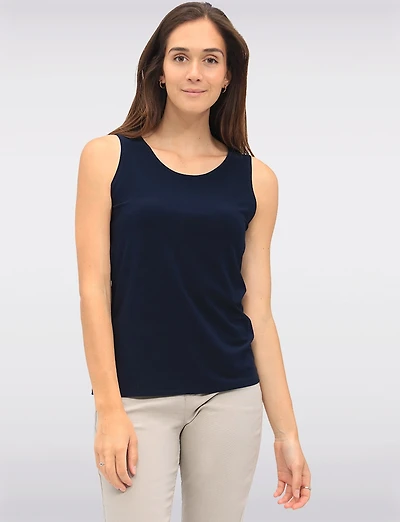Comfort Stretch Round-Neck & Sleeveless Layering Classic Tank Top by Perle