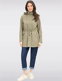 Vegan Breathe-Tech® Long Versatile Raincoat Parka with Removable Hood by Saki