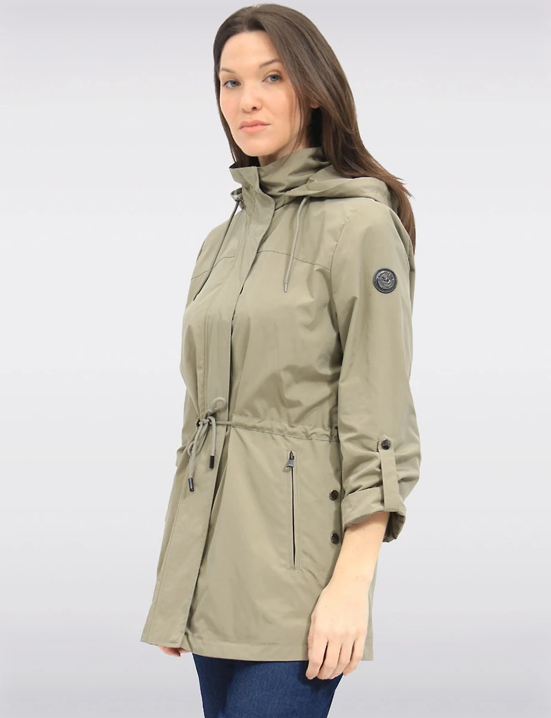 Vegan Breathe-Tech® Long Versatile Raincoat Parka with Removable Hood by Saki