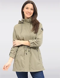 Vegan Breathe-Tech® Long Versatile Raincoat Parka with Removable Hood by Saki