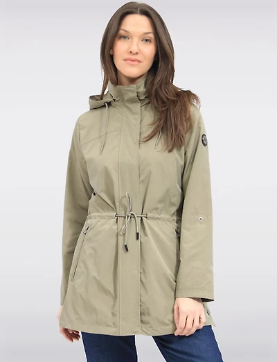 Vegan Breathe-Tech® Long Versatile Raincoat Parka with Removable Hood by Saki