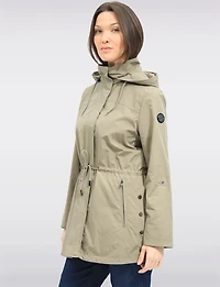 Vegan Breathe-Tech® Long Versatile Raincoat Parka with Removable Hood by Saki