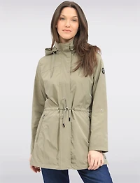 Vegan Breathe-Tech® Long Versatile Raincoat Parka with Removable Hood by Saki