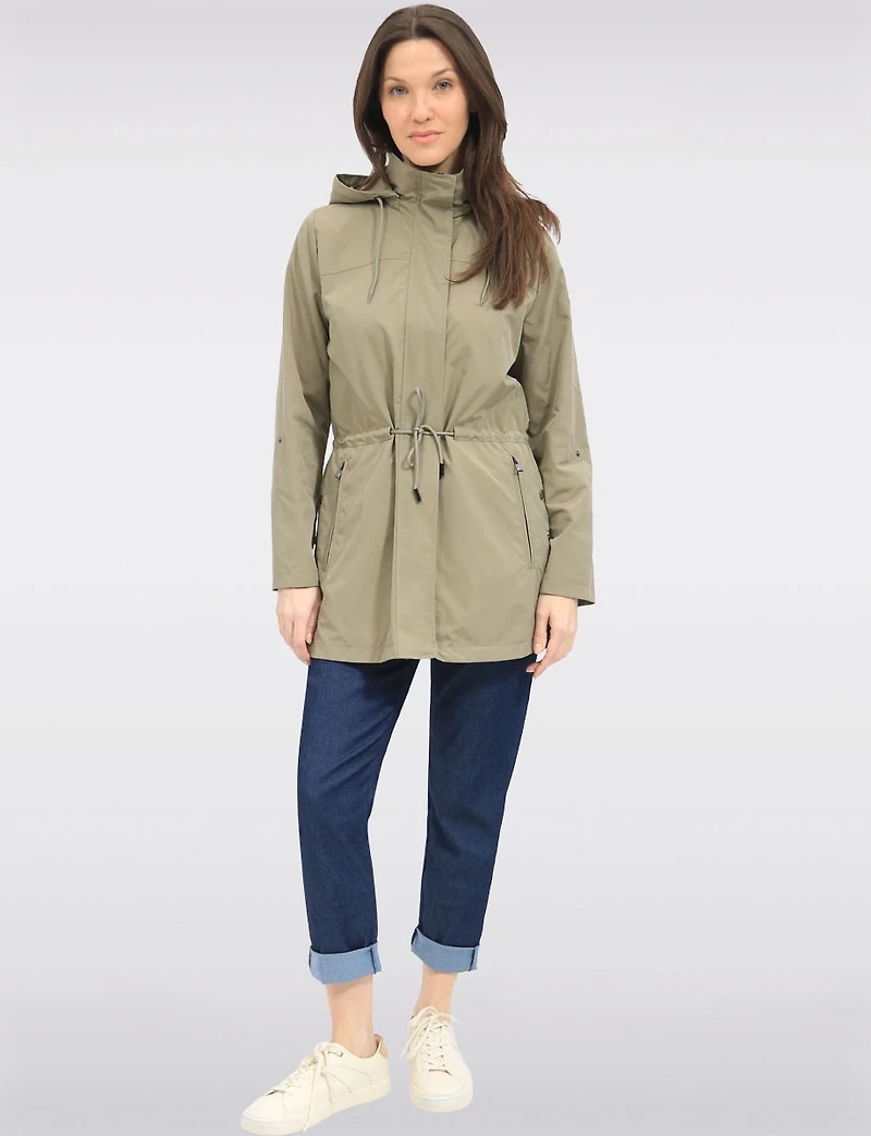 Vegan Breathe-Tech® Long Versatile Raincoat Parka with Removable Hood by Saki