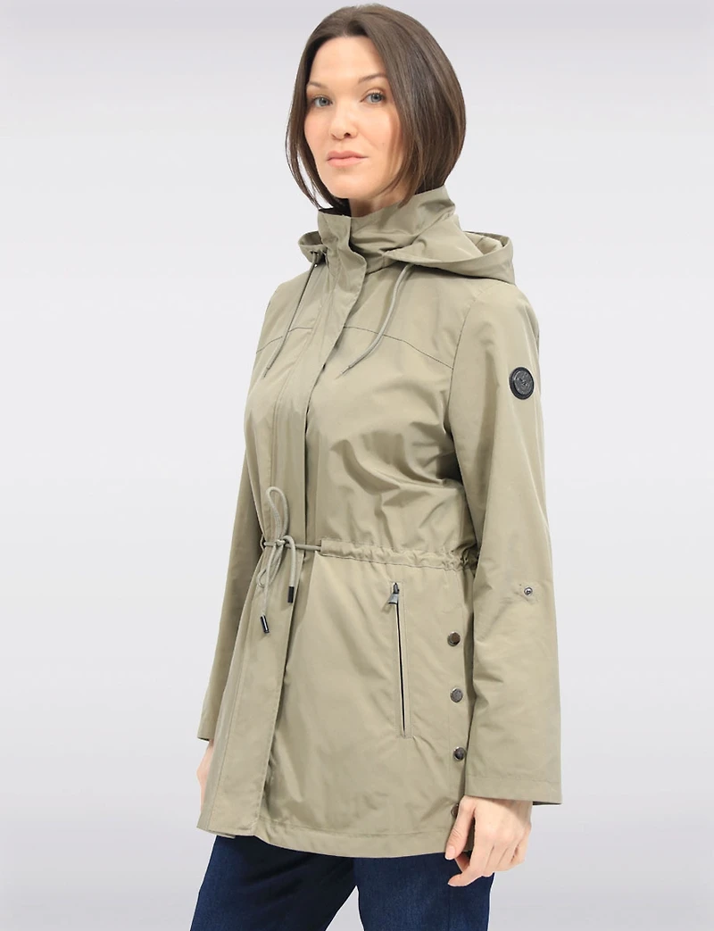 Vegan Breathe-Tech® Long Versatile Raincoat Parka with Removable Hood by Saki