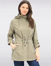Vegan Breathe-Tech® Long Versatile Raincoat Parka with Removable Hood by Saki