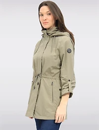 Vegan Breathe-Tech® Long Versatile Raincoat Parka with Removable Hood by Saki