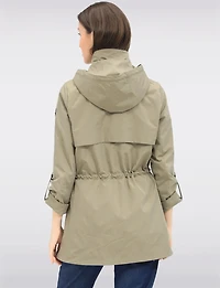 Vegan Breathe-Tech® Long Versatile Raincoat Parka with Removable Hood by Saki