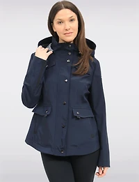 Chic Vegan Breathe-Tech®  Short Raincoat Parka with Removable Hood by Saki