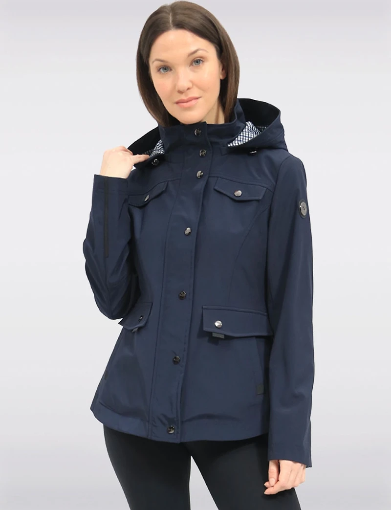 Chic Vegan Breathe-Tech®  Short Raincoat Parka with Removable Hood by Saki