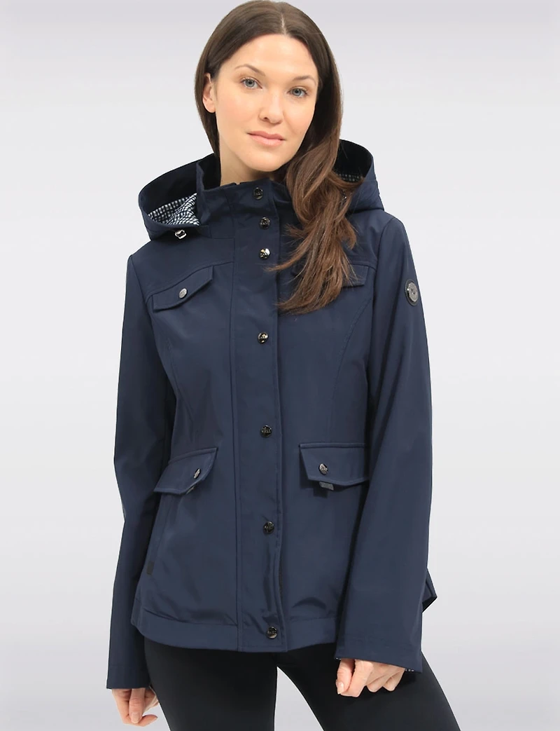 Chic Vegan Breathe-Tech®  Short Raincoat Parka with Removable Hood by Saki