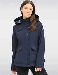 Chic Vegan Breathe-Tech®  Short Raincoat Parka with Removable Hood by Saki