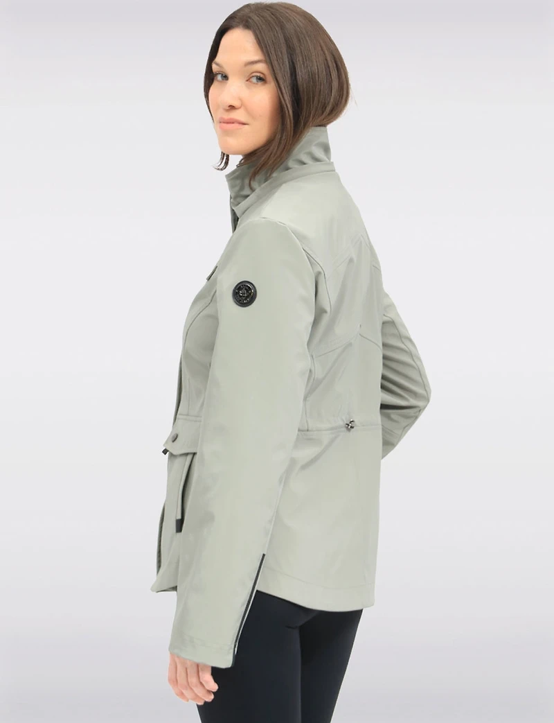 Chic Vegan Breathe-Tech®  Short Raincoat Parka with Removable Hood by Saki
