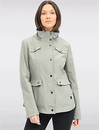 Chic Vegan Breathe-Tech®  Short Raincoat Parka with Removable Hood by Saki