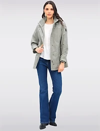 Vegan Breathe-Tech® Straight Cut Raincoat With Removable Hood by Saki
