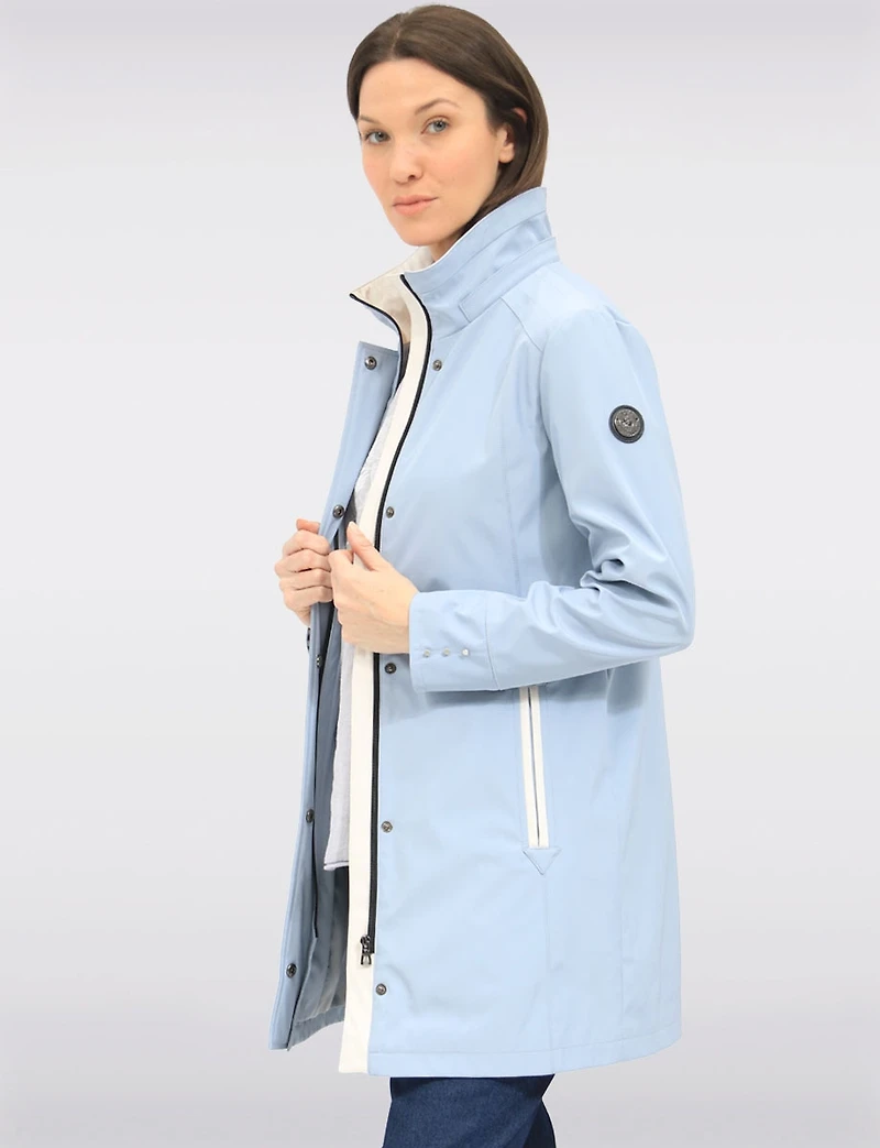 Lightweight Vegan Breathe-Tech® Versatile Raincoat With Plaid Detail by Saki