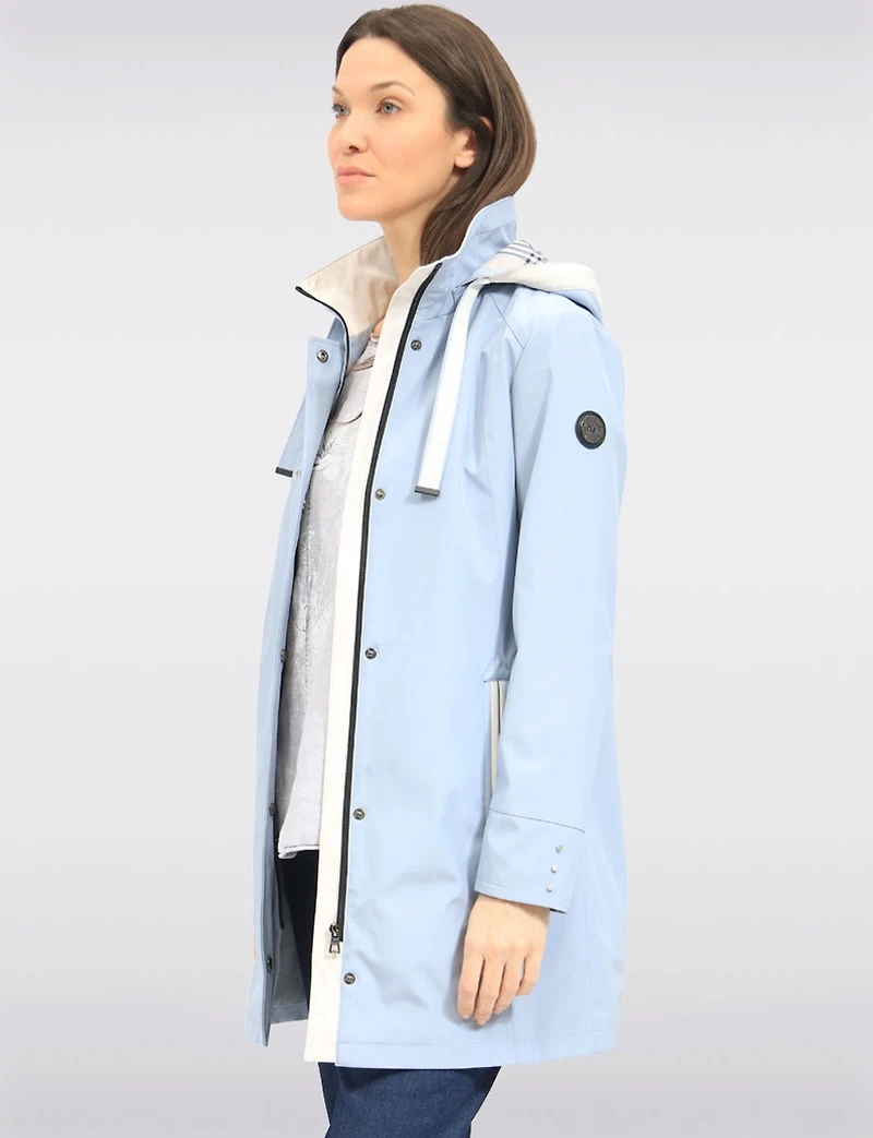 Lightweight Vegan Breathe-Tech® Versatile Raincoat With Plaid Detail by Saki
