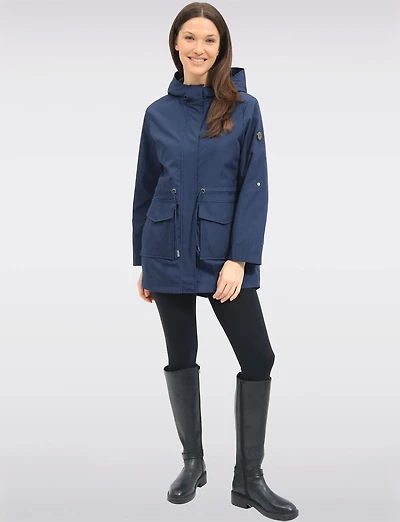 Chic Vegan Breathe-Tech® Long Raincoat Parka with Hood by Saki