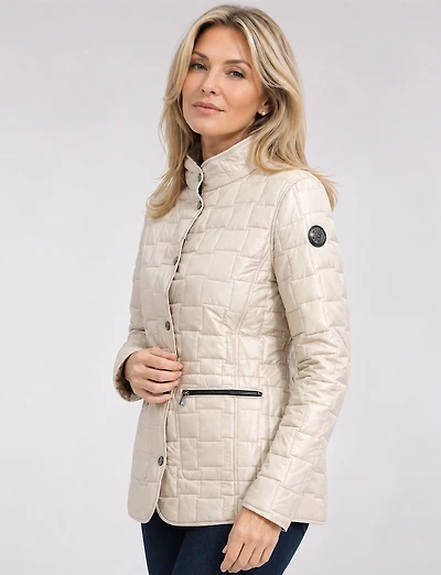 Lightweight Eco-Down Quilted Short Puffer Jacket with Zip-Front Pockets by Saki