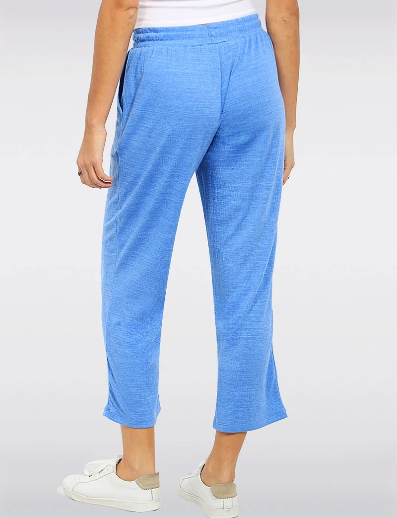 Crinkled Pull-On Cropped Pants with Tassel-Tie & Pockets by Ninety Clothing